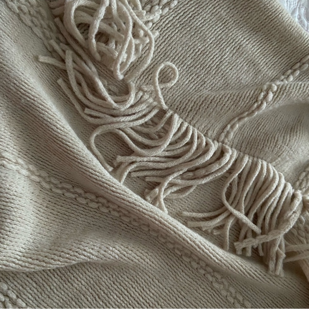 Beautiful Cape OSFM - by Riah Cream Cable w/fringe